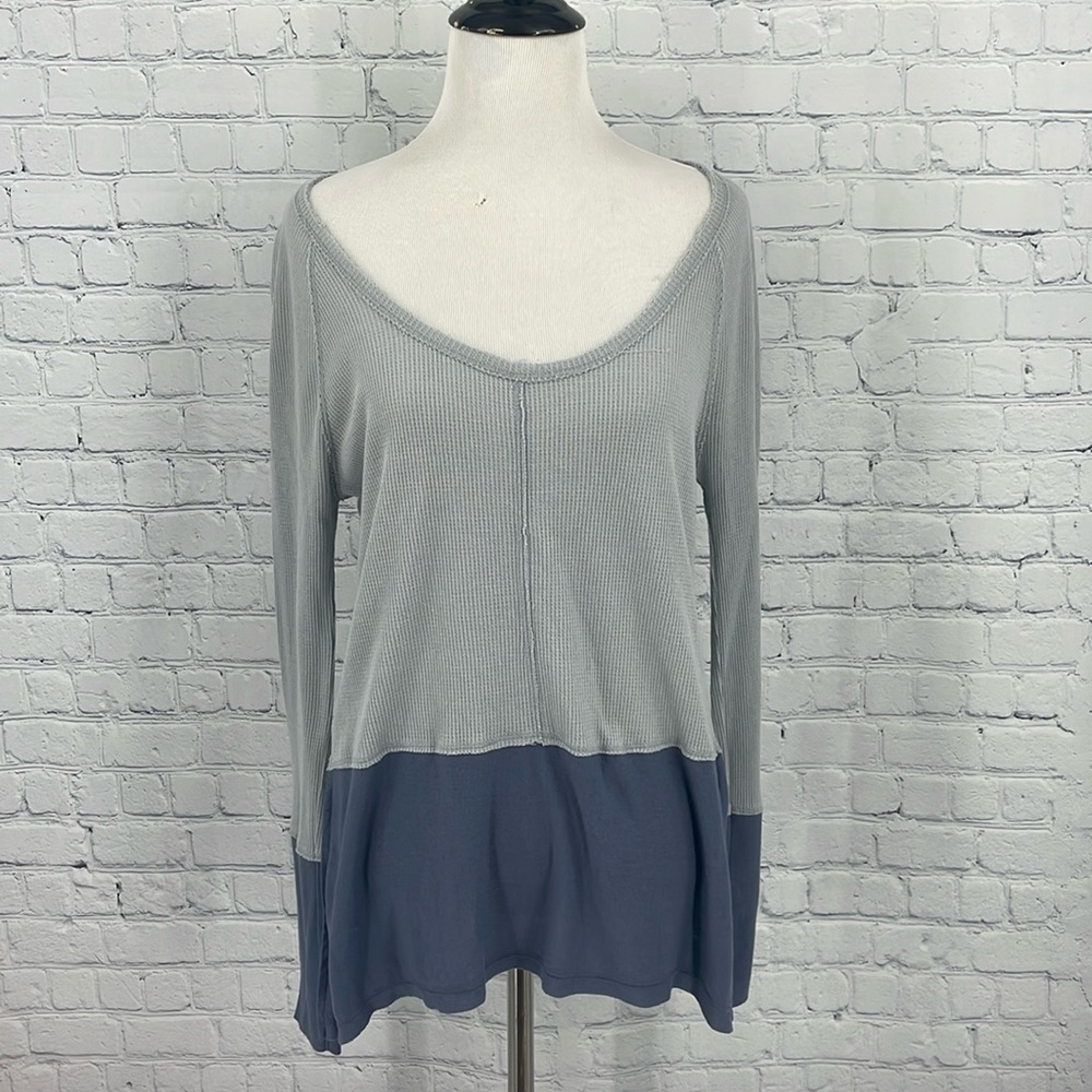 O’Neill Waffle Knit Long Sleeve Medium Sky Baby Blue Slit Top Pacsun